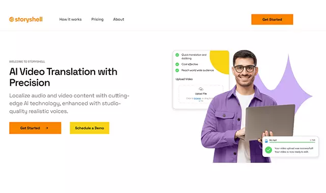 StoryShell AI video localization interface showing multi-language dubbing tracks.